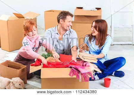 The happy family  at repair and relocation