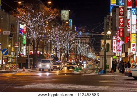 Susukino street night scene Sapporo