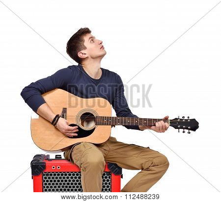 Man Playing On Guitar