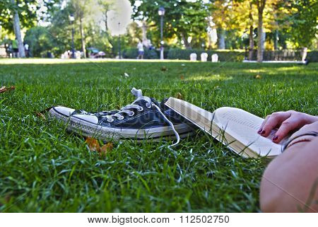 Reading on the grass