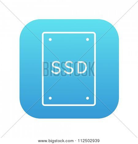 Solid state drive line icon for web, mobile and infographics. Vector white icon on the blue gradient square with rounded corners isolated on white background.