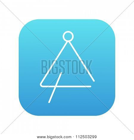 Triangle line icon for web, mobile and infographics. Vector white icon on the blue gradient square with rounded corners isolated on white background.