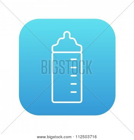 Feeding bottle line icon for web, mobile and infographics. Vector white icon on the blue gradient square with rounded corners isolated on white background.