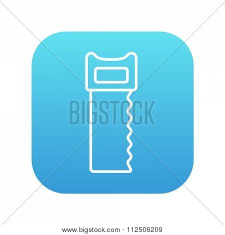 Saw line icon for web, mobile and infographics. Vector white icon on the blue gradient square with rounded corners isolated on white background.