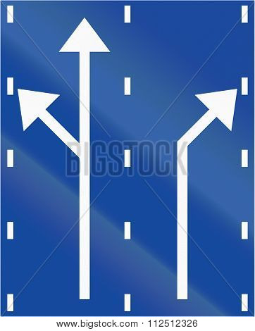 Road Sign Used In Sweden - Lane Preselection Sign