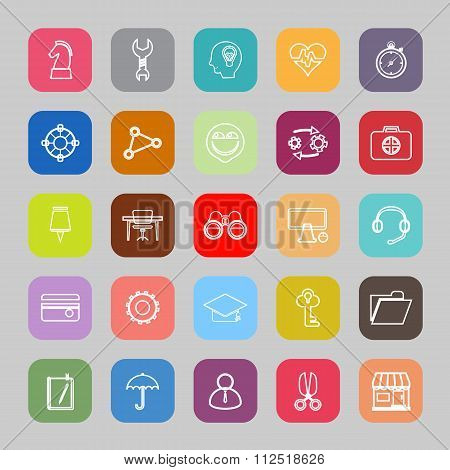 Human Resource Flat Line Icons