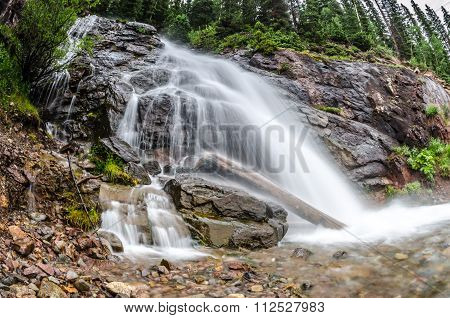 Long Exposure Of Waterfall From Snow Melt In Colorado