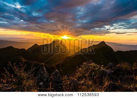 Sunset Above The Mountains.