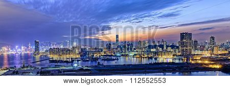 Hong Kong city sunset view from kowloon side
