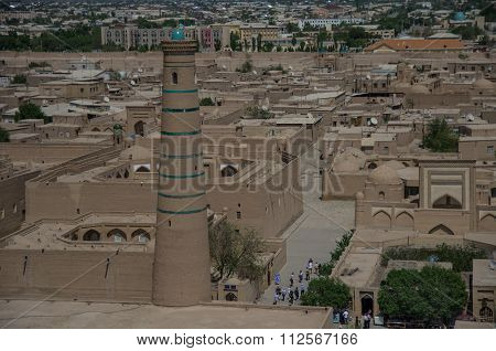 Panorama Of The Old City From The Height Of The Minaret, Khiva, Uzbekistan