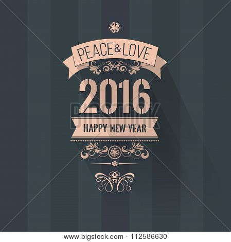 Pale pink white scheme new year greetings badge on dark background