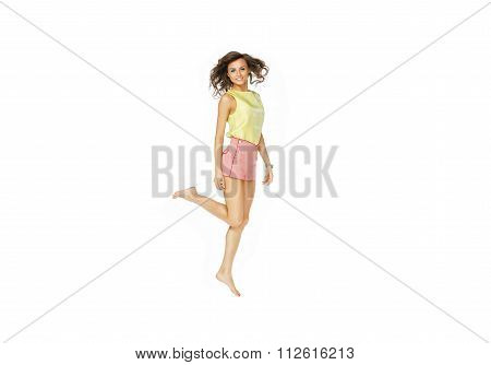 Jumping beautiful girl