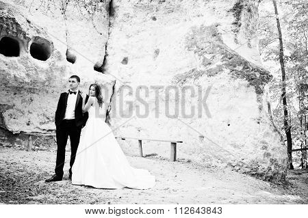 Very Sensual And Gorgeus Wedding Couple On The Picturesque Landscapes