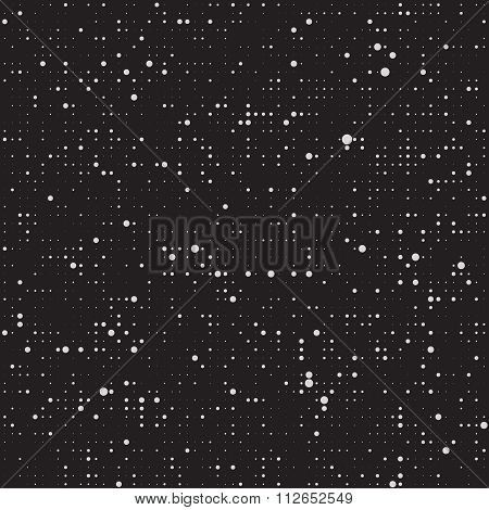 Halftone rounds. Stylized stars in the night sky. Background seamless texture. Vector illustration.