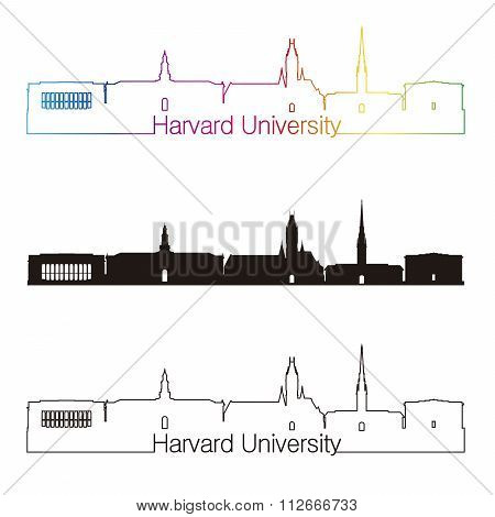 Harvard University Skyline Linear Style With Rainbow