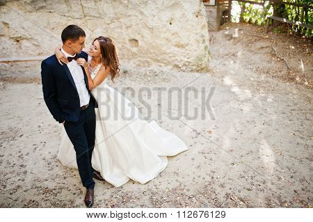 Very Sensual And Gorgeus Wedding Couple On The Picturesque Landscapes