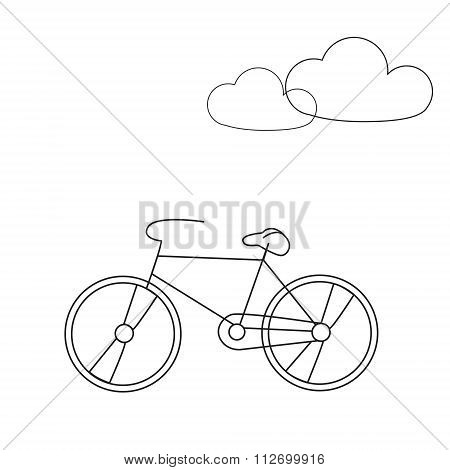 Bike line icon. Travel bicycle concept illustration with clouds. Modern line icon design. Modern icons for mobile interface. Vector illustration.