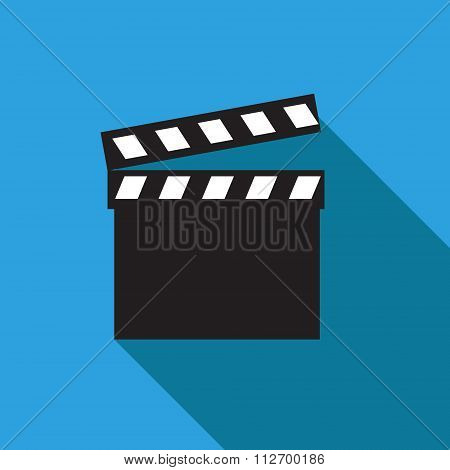 Movie Clapper. Clapper Board Icon. Film Frame, Vector Illustration. Flat Style Icon With Long Shadow