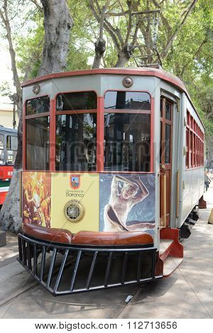 BARRANCO, PERU - OCTOBER 18, 2015: Electricity Museum Barranco. The Electric Tram is a part of the museum in Barranco, Lima, Peru.