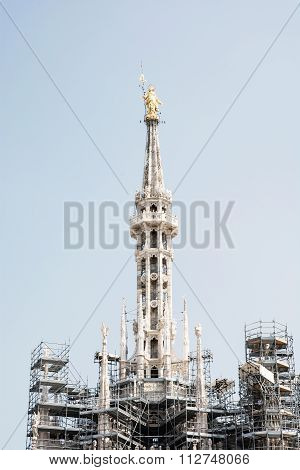 Scaffolding On The Milan Cathedral (duomo Di Milano), Italy