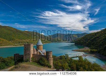 Ananuri Castle Against Beautiful Landscape