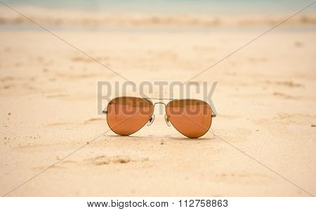 The sunglasses on the beach