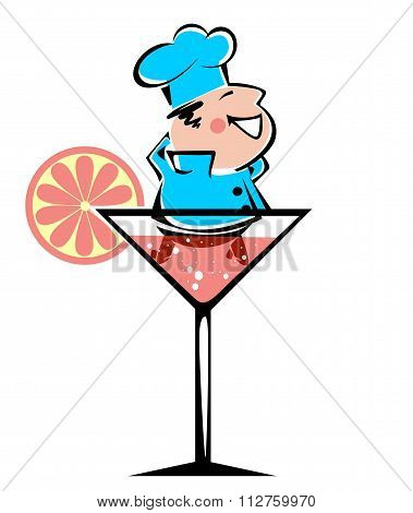 ?heerful chef  on white background