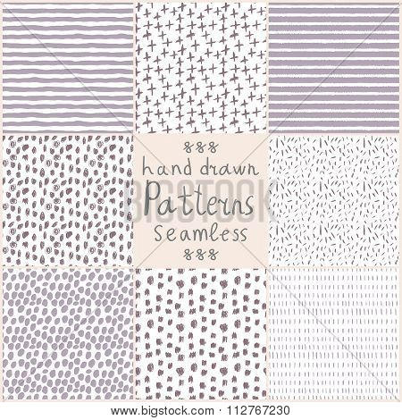 Stock Vector hand drawn seamless patterns