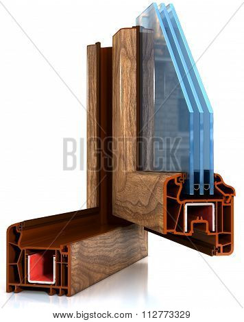 Section of the sample PVC windows  isolated on white