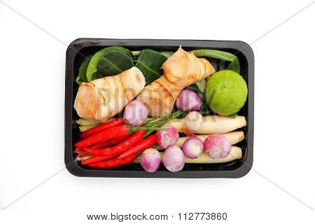 Tomyum Thai Food Seasoning Ingredients On White Background
