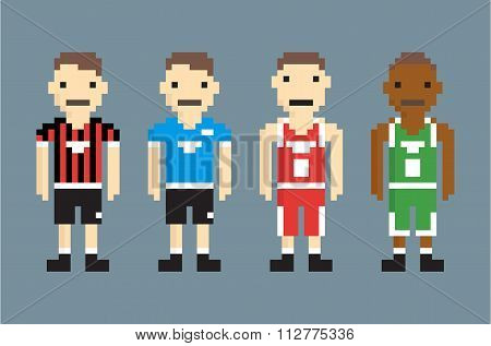 Set of Football and Basketball Players - Isolated Vector Illustration