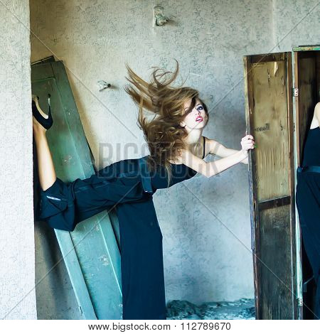 Woman And Old Shelf