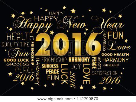 Happy New Year 2016 Greeting Card - Tagcloud
