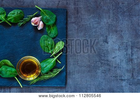 Spinach Leaves And Olive Oil