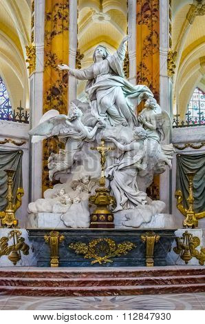 Altar Sculpture In Cathedral Our Lady Of Chartres, France