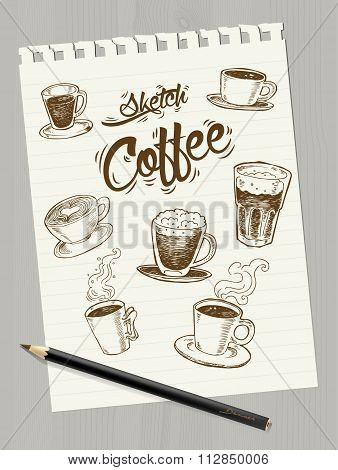 Sketch Coffee On Paper