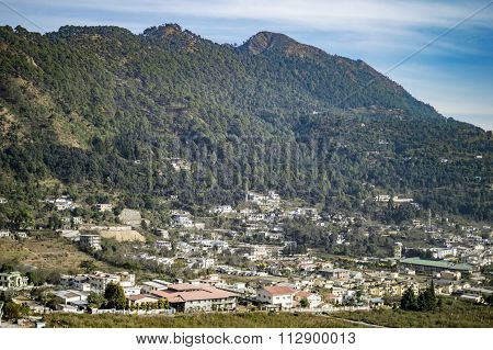 Big Mountain And Twon In Valley