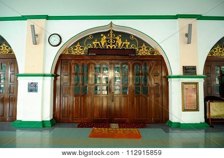 Entrance door of the India Muslim Mosque in Ipoh, Malaysia