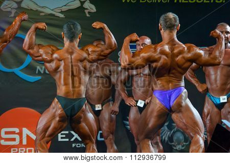 MOSCOW, RUSSIA - NOVEMBER 21, 2015: Athletes participate in Bodybuilding Champions Cup during SN Pro Expo Forum 2015 on November 21, 2015 in Moscow, Russia