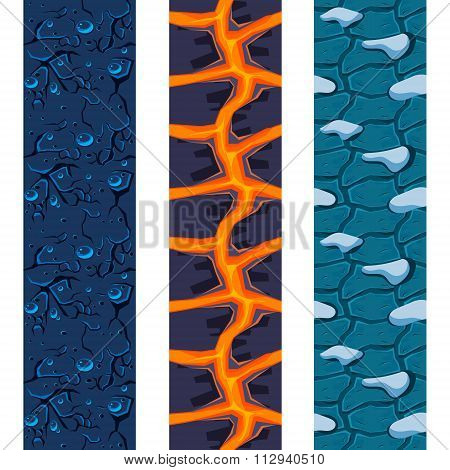 Lava, Snowy Pavement and Drops Vector Illustration