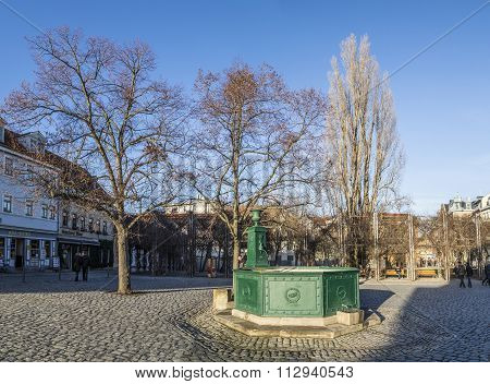 Goethe Fountain At The Frauenplatz Square
