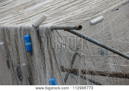 Nets drying on rack