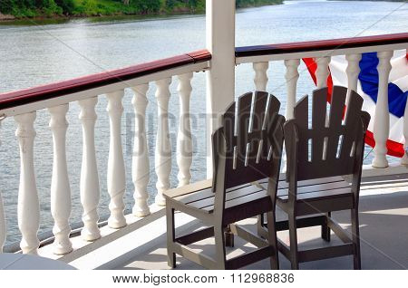 Chairs on deck of riverboat cruise