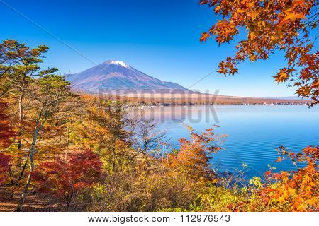 Mt. Fuji, Japan from Yamanaka Lake in autumn.