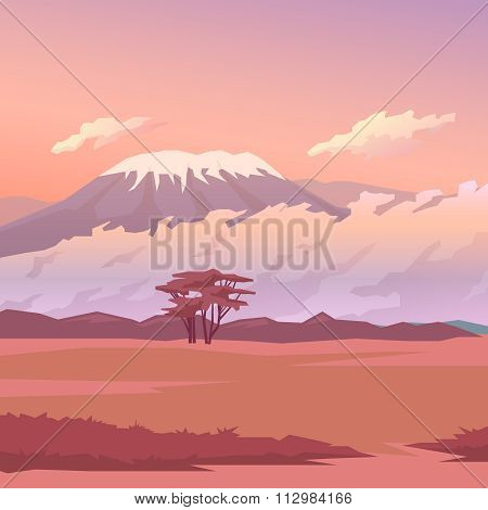 Savannah. Vector illustration. Background.