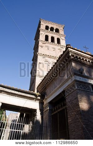 ancient romanesque Church San Giorgio al Velabro in Rome Italy