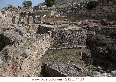 Ruins Of Mycenae City, Mikines, Peloponnese, Greece
