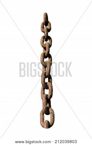 Old rusty chain on a white background. corrosion of metal