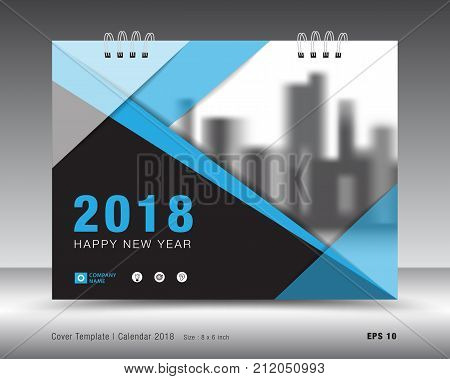 Blue Cover Calendar 2018 Template, Leaflet Layout