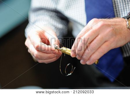 close up Repair of old watches on hand